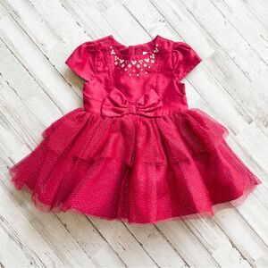 Disney Baby Girl Red Tulle Christmas Dress Size 9-12 Months Minnie Mouse